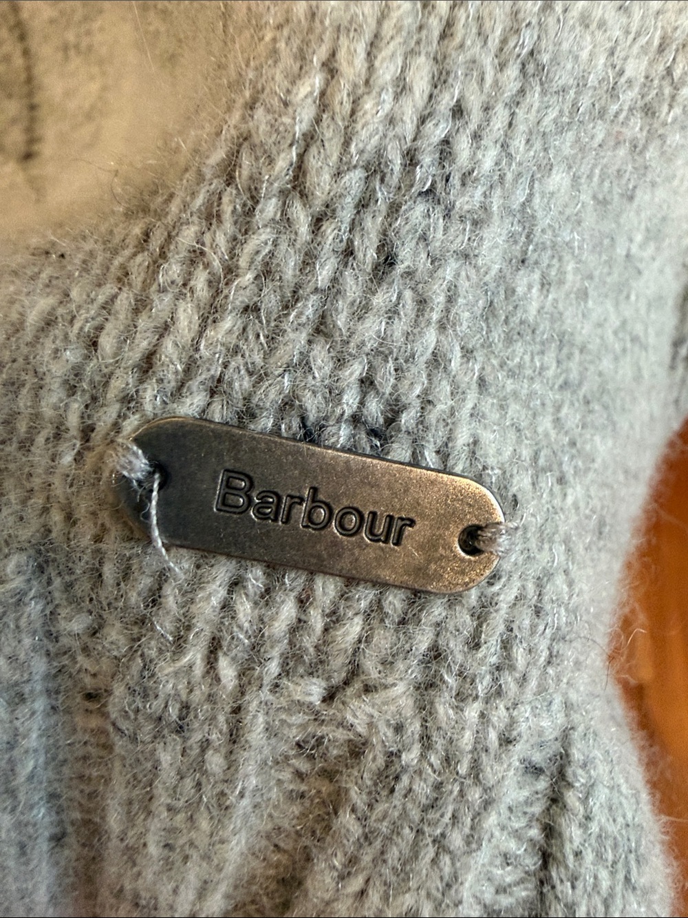 Barbour Grey Cable-Front Crewneck Sweater - Picture 3 of 5
